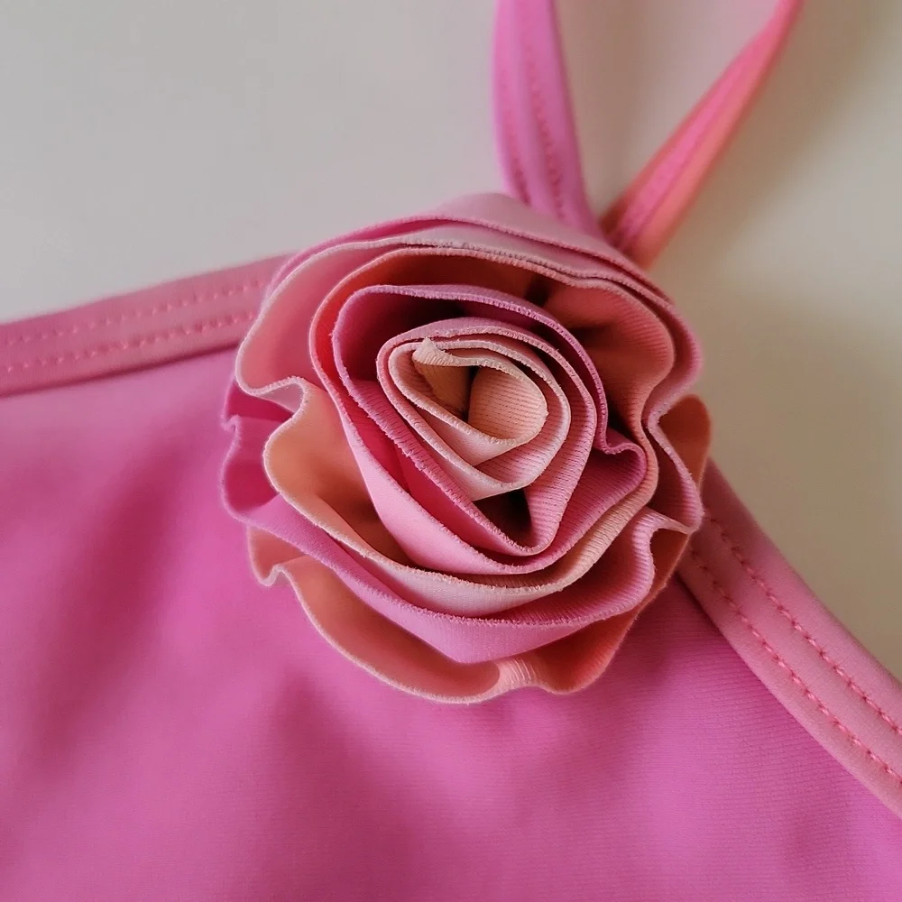 Wonder Nation Toddler Girls Ombre Tankini Swim Top Rose Detail Size 4T